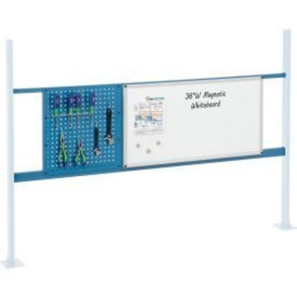 Global Equipment 18" Pegboard   36" Whiteboard Panel Kit, 72"W, Blue 319172BL